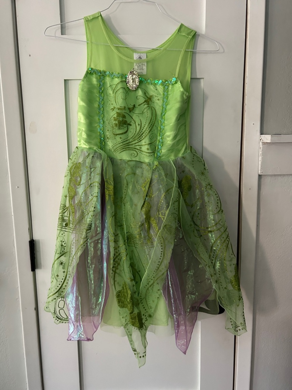 Disney Tinker Bell Costume Lime Green Fairy Costume with Iridescent Skirt